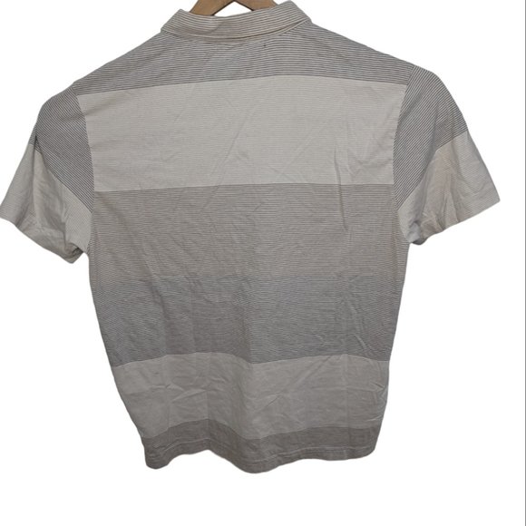 Toad and Co Stripe Polo Shirt Size Large Gray Multicolor Striped 100% Cotton - Picture 3 of 4